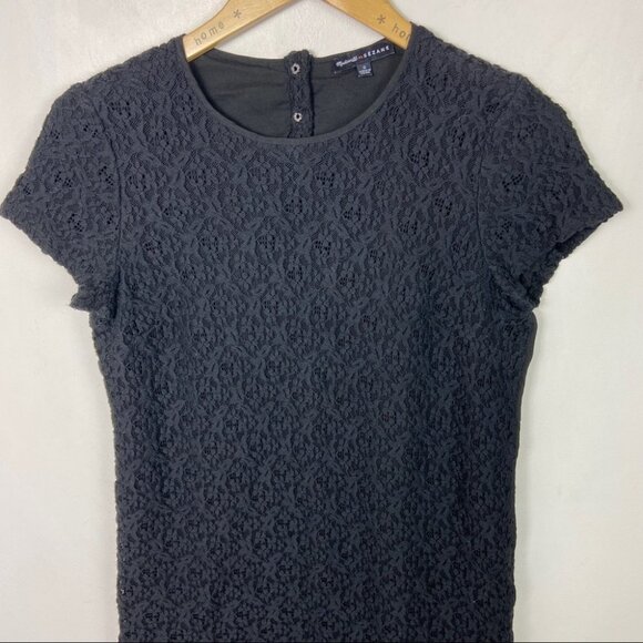 Sezane Madewell Lace Shift Dress Black Size 0 Textured French Minimalist Capsule - Picture 7 of 14